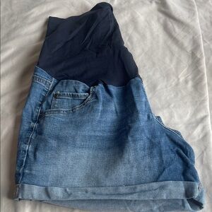 a:glow Women's Maternity Dark Blue Jean Shorts